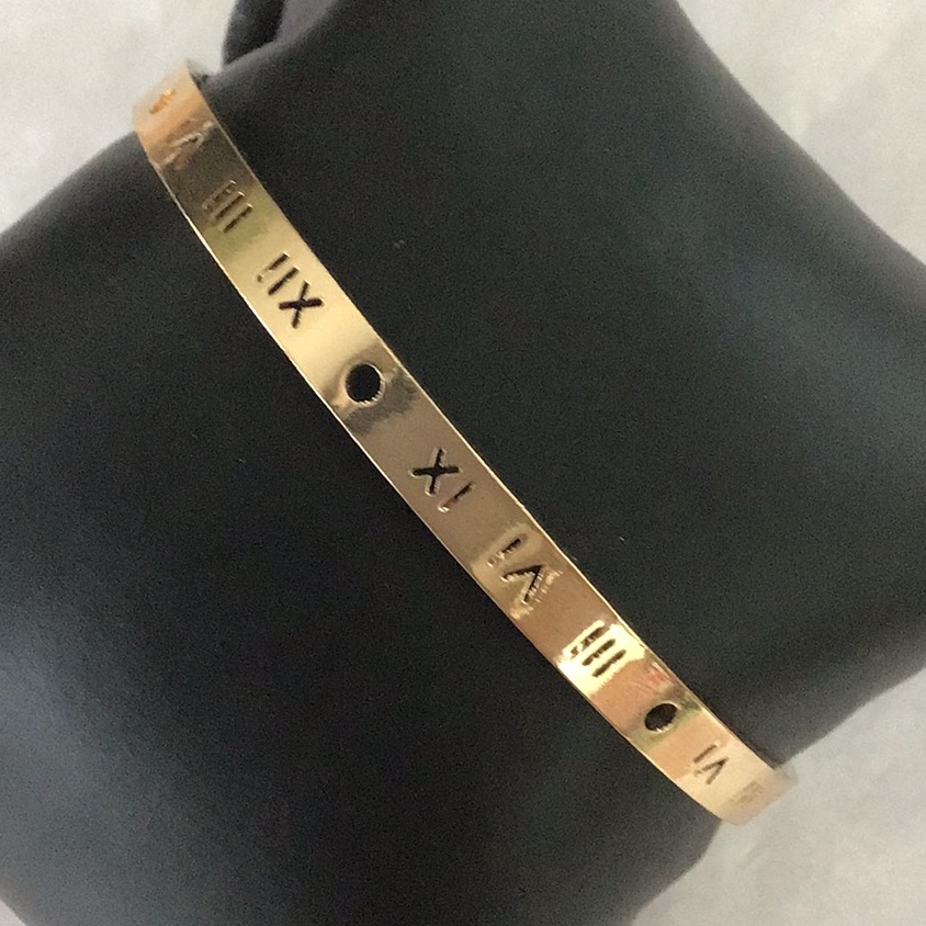 Gold Roman Numeral Cuff Bracelet